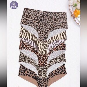 5 Piece Seamless Stretch Comfort Shaping High Waisted Leopard print Panty Brief